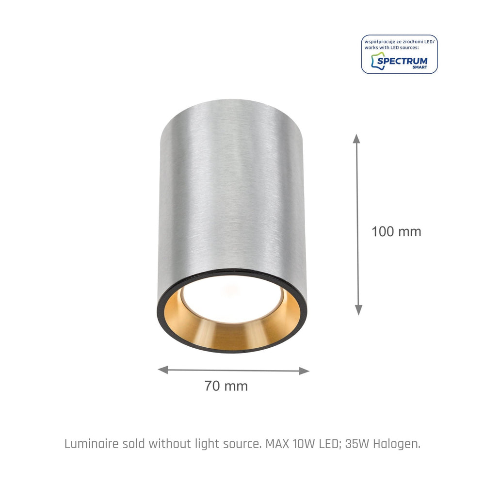 Spectrum Chloe Mini P20 LED Spot argent 4000K 250V, GU10, 17000 heures de durée de vie, IP20, montage en surface