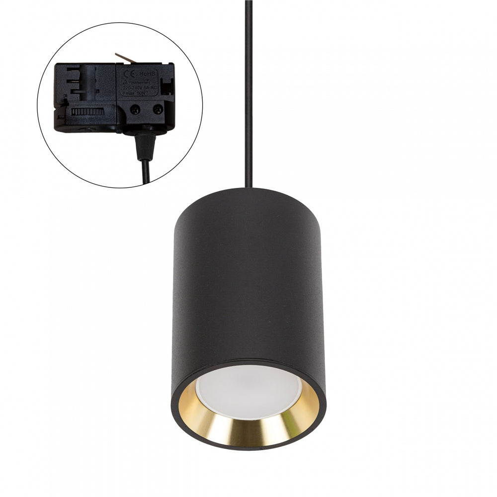Spectrum CHLOE GU10 spot sur rail 3 phases, noir avec or, IP20, 70x100mm, aluminium, 250V, usage intérieur
