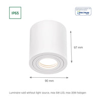 Spot LED blanc rond Chloe GU10 de Spectrum avec IP65 pour intérieur/extérieur, éclairage durable, durée de vie de 17000 heures