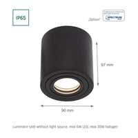 Projecteur LED rond noir CHLOE GU10 IP65 pour usage intérieur, boîtier en aluminium, 250V, 17000 lumens, montage en surface