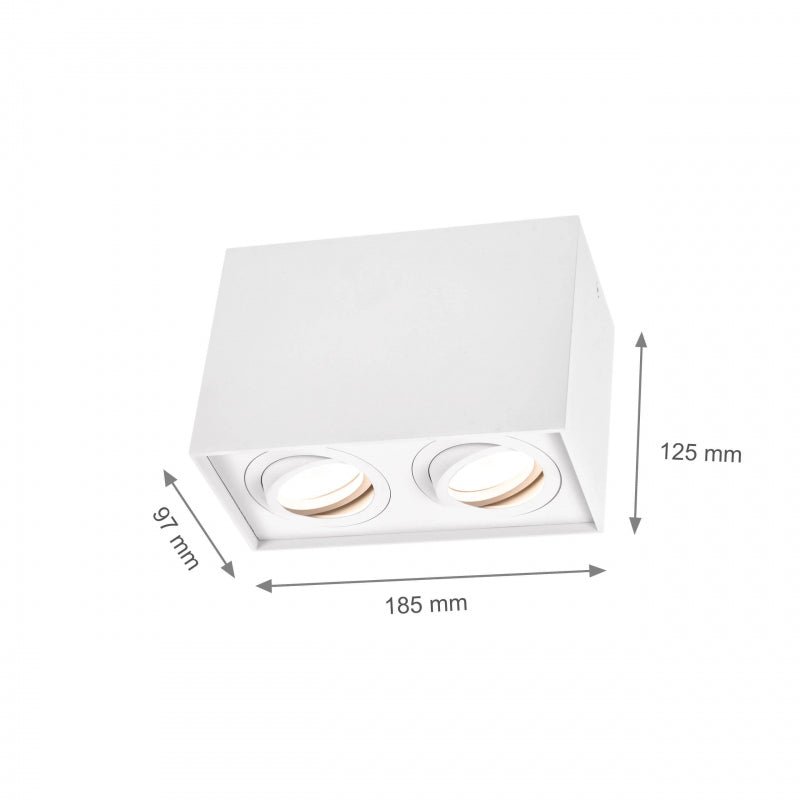 Spot GU10 réglable Spectrum rectangulaire blanc, IP20 intérieur, boîtier en aluminium, 250V, durée de vie de 17000h