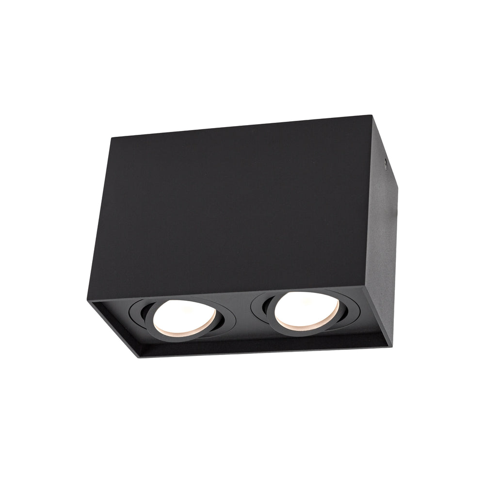 Spectrum CHLOE DUO 2xGU10 Spot LED Monté en Saillie, Aluminium Noir Orientable, Plafonnier Intérieur IP20