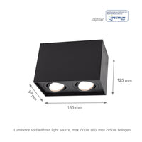 Spectrum Chloe Duo 2xGU10 IP20 spot noir réglable, boîtier en aluminium, 250V, utilisation intérieure