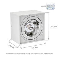 Spot LED carré Spectrum CHLOE AR111 GU10, IP20, blanc, boîtier en aluminium, 250V, usage intérieur, longue durée de vie