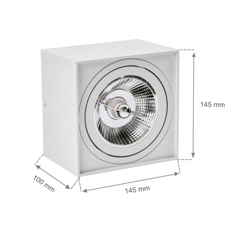 Spot LED carré Spectrum CHLOE AR111 GU10, IP20, blanc, boîtier en aluminium, 250V, usage intérieur, longue durée de vie