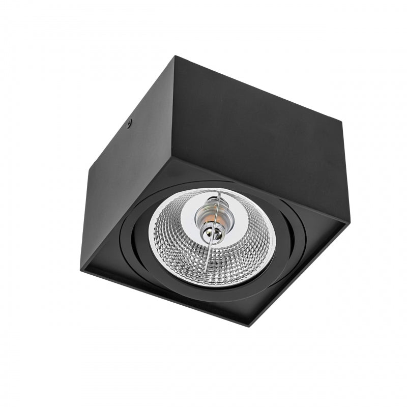 Spectrum chloe AR111 GU10 spot LED noir 4000K carré IP20 - montage plafond aluminium
