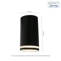 Spot encastré LED 230V GU10 Chloe ring noir Spectrum - IP20, boîtier en aluminium, montage en surface