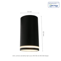Spot encastré LED 230V GU10 Chloe ring noir Spectrum - IP20, boîtier en aluminium, montage en surface