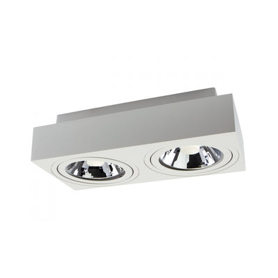 Spectrum LED GU10 opbouwspot, 2x verstelbaar, 250V, IP20, Witte rechthoekige plafondlamp