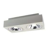 Spectrum LED GU10 opbouwspot, 2x verstelbaar, 250V, IP20, Witte rechthoekige plafondlamp