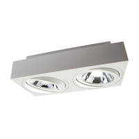 Spectrum LED GU10 opbouwspot, 2x verstelbaar, 250V, IP20, Witte rechthoekige plafondlamp