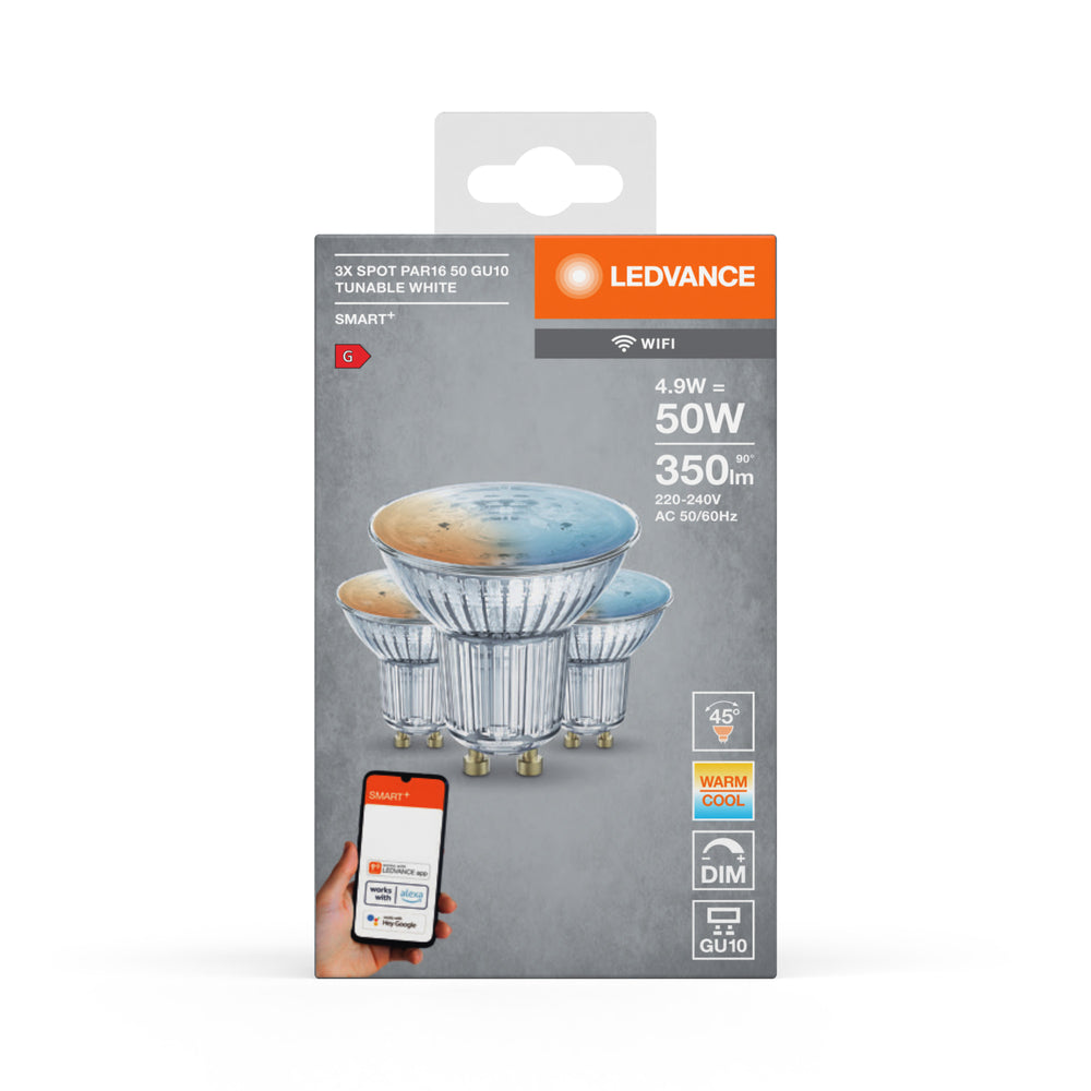 Smart+ WiFi GU10 Spot LED 5W 350 lumens 45D 2700K-6500K blanc dimmable remplace 40W