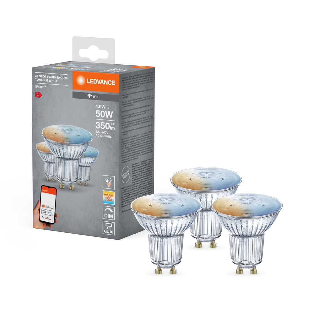 Smart+ WiFi GU10 Spot LED 5W 350 lumens 45D 2700K-6500K blanc dimmable remplace 40W