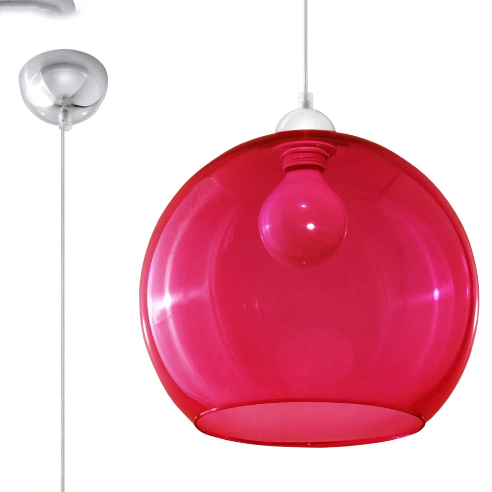 Lampe suspendue Sollux Lighting BALL en Rouge, Aluminium et Acier, IP20, 220-240V, max 50W LED, CE RoHS