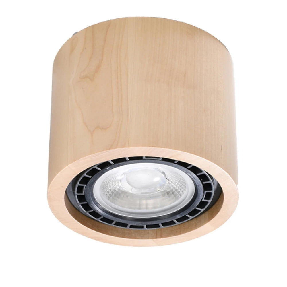 Spot plafond Sollux Lighting BASIC 1 en bois naturel, LED GU10, IP20, 220-240V, 50W max, CE RoHS