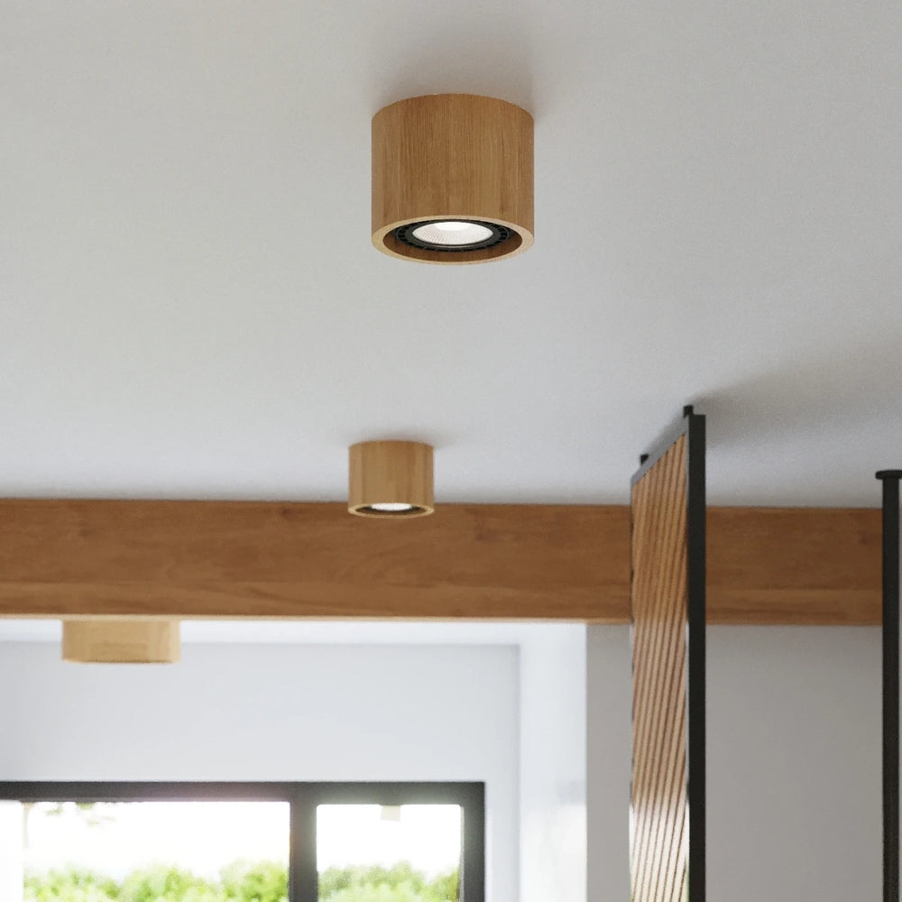 Spot LED plafond Sollux Lighting BASIC 2, bois naturel, IP20, 220-240V, max 50W, CE RoHS