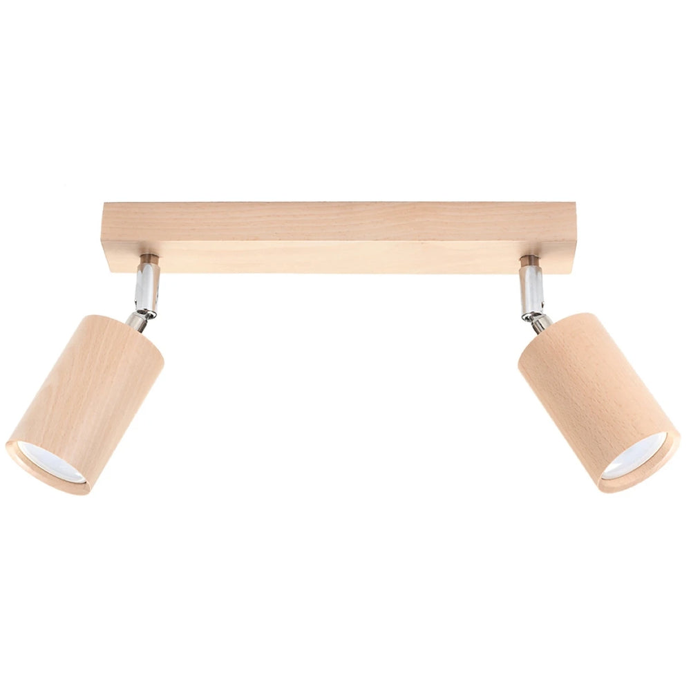 Spot LED de plafond Sollux Lighting BERG 2, bois naturel, IP20, aluminium, 220-240V, CE RoHS