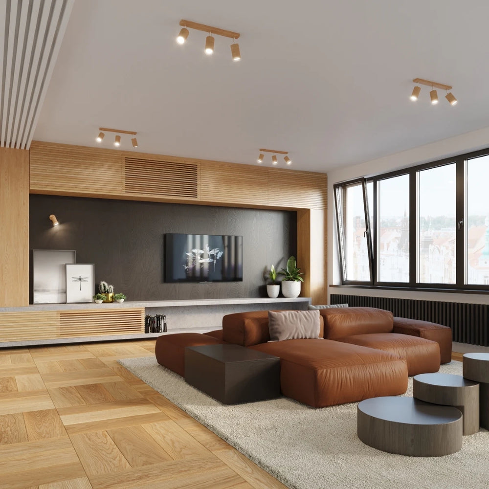 Sollux Lighting BERG 6 LED plafondspot, naturel hout, IP20, 220-240V, max 50W, CE RoHS