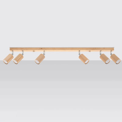 Spot plafonnier LED Sollux Lighting BERG 6, bois naturel, IP20, 220-240V, max 50W, CE RoHS