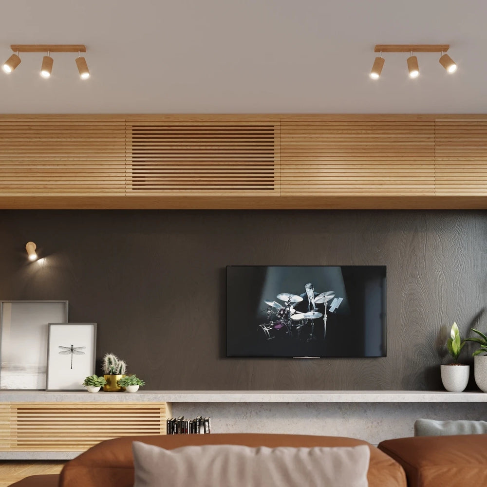 Spot plafonnier LED Sollux Lighting BERG 6, bois naturel, IP20, 220-240V, max 50W, CE RoHS