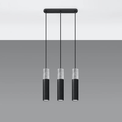 Sollux Lighting BORGIO 3L LED hanglamp, Zwart Grijs beton, 3 x GU10, IP20, 230V, CE