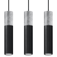 Suspension LED Sollux Lighting BORGIO 3L, béton Noir Gris, 3 x GU10, IP20, 230V, CE