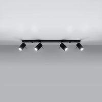 Spot encastré LED plafond Sollux Lighting Black RING, 4 x culots GU10, IP20, aluminium, CE RoHS