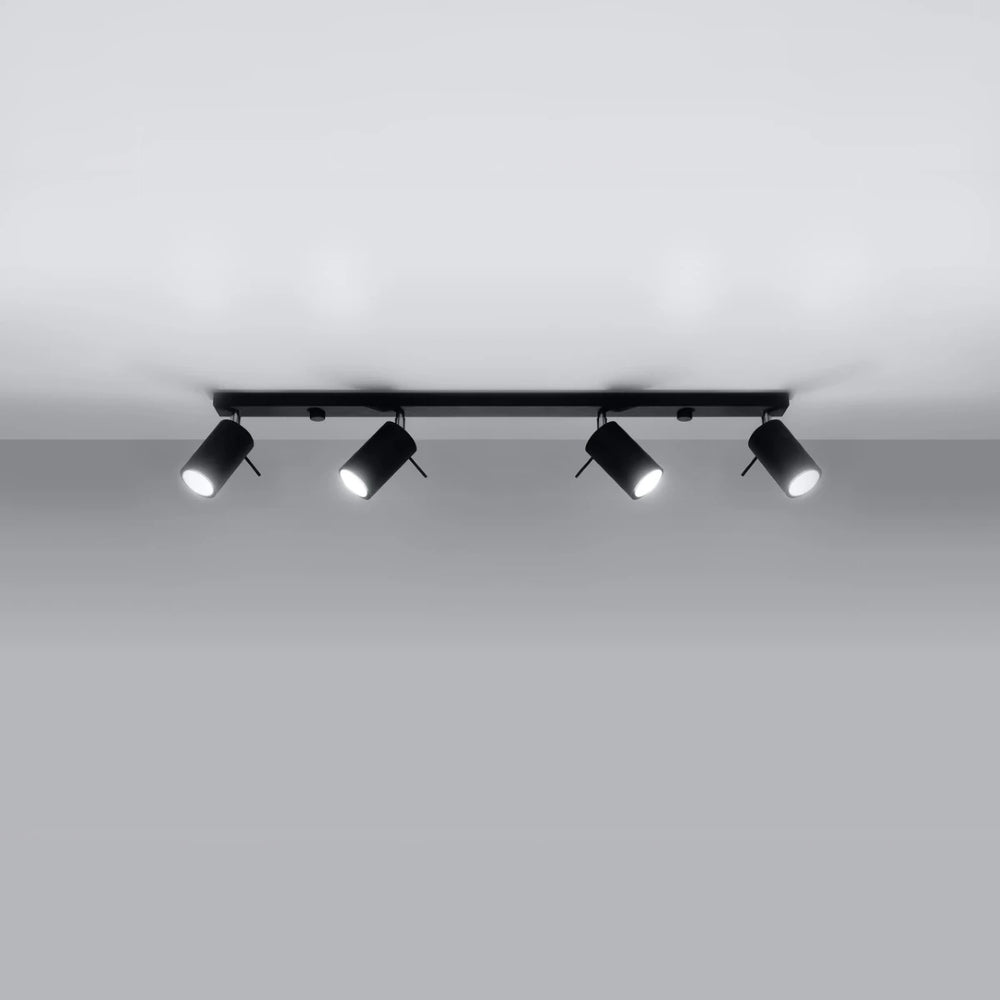 Spot encastré LED plafond Sollux Lighting Black RING, 4 x culots GU10, IP20, aluminium, CE RoHS