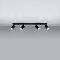 Spot encastré LED plafond Sollux Lighting Black RING, 4 x culots GU10, IP20, aluminium, CE RoHS
