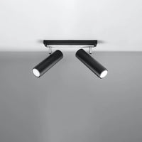 Spot LED de plafond Sollux Lighting Noir Argent, 2 x GU10, IP20, Aluminium, 220-240V, CE RoHS