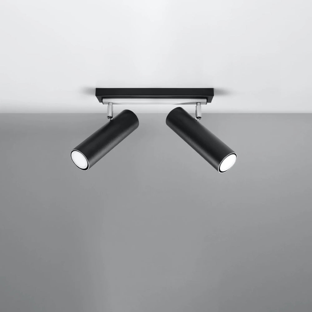 Spot LED de plafond Sollux Lighting Noir Argent, 2 x GU10, IP20, Aluminium, 220-240V, CE RoHS