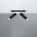 Spot LED de plafond Sollux Lighting Noir Argent, 2 x GU10, IP20, Aluminium, 220-240V, CE RoHS