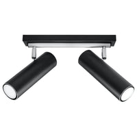 Spot LED de plafond Sollux Lighting Noir Argent, 2 x GU10, IP20, Aluminium, 220-240V, CE RoHS