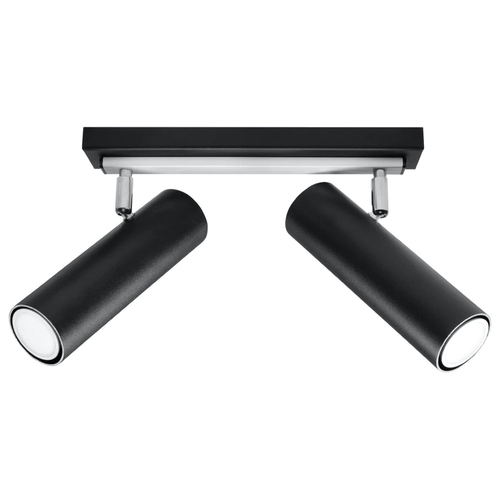 Spot LED de plafond Sollux Lighting Noir Argent, 2 x GU10, IP20, Aluminium, 220-240V, CE RoHS