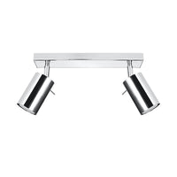 Spot LED plafond Sollux Lighting anneau chrome, 2x GU10, IP20, aluminium, CE RoHS