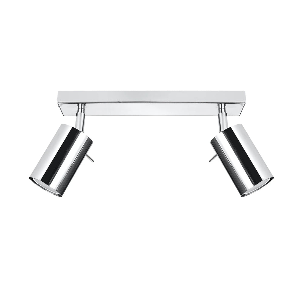 Spot LED plafond Sollux Lighting anneau chrome, 2x GU10, IP20, aluminium, CE RoHS