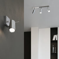 Spot LED plafond Sollux Lighting anneau chrome, 2x GU10, IP20, aluminium, CE RoHS