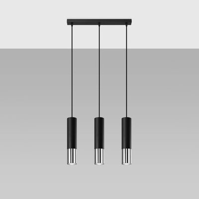 Lampe suspendue LED Sollux Lighting Chrome Noir LOOPEZ, 3x douilles GU10, IP20, aluminium, 220-240V