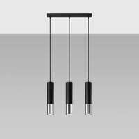 Lampe suspendue LED Sollux Lighting Chrome Noir LOOPEZ, 3x douilles GU10, IP20, aluminium, 220-240V