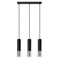 Lampe suspendue LED Sollux Lighting Chrome Noir LOOPEZ, 3x douilles GU10, IP20, aluminium, 220-240V