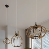 Suspension LED Sollux Lighting bois POMPELMO, douille E27, IP20, 220-240V, Finition Laiton Doré Mat