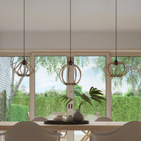 Suspension LED Sollux Lighting bois POMPELMO, douille E27, IP20, 220-240V, Finition Laiton Doré Mat