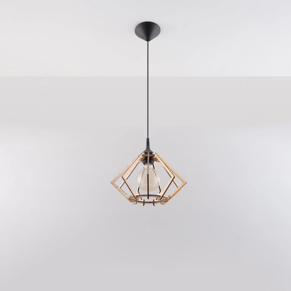 Suspension LED Sollux Lighting bois POMPELMO, douille E27, IP20, 220-240V, Finition Laiton Doré Mat
