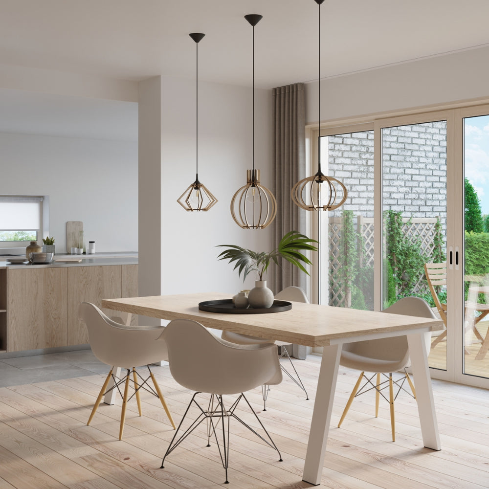 Suspension LED Sollux Lighting ARANCIA bois, douille E27, IP20, Finition Laiton Doré Mat, 220-240V