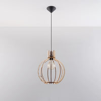 Suspension LED Sollux Lighting ARANCIA bois, douille E27, IP20, Finition Laiton Doré Mat, 220-240V