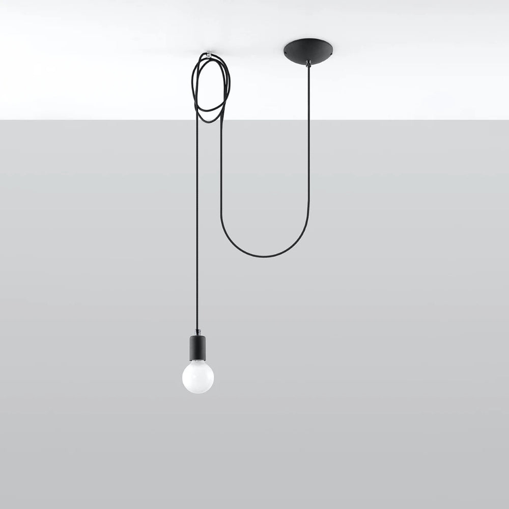 Sollux Lighting Suspension LED Edison 1 Noir, 220-240V, IP20, 50W max, Aluminium et Acier, CE RoHS