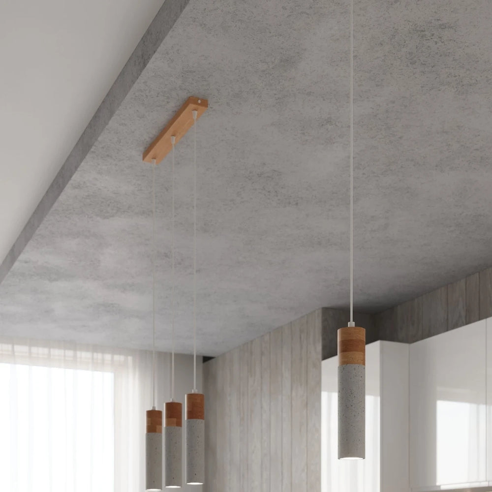 Suspension LED Sollux Lighting ZANE avec 3 douilles GU10, finition béton bois, IP20, certifiée CE RoHS