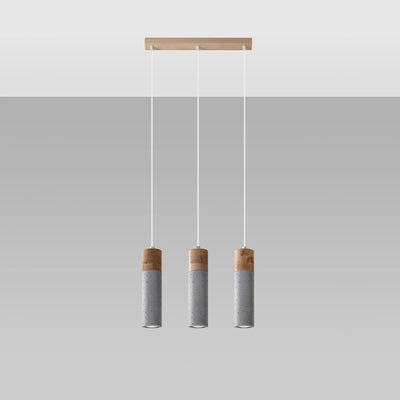 Suspension LED Sollux Lighting ZANE avec 3 douilles GU10, finition béton bois, IP20, certifiée CE RoHS