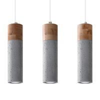 Sollux Lighting LED hanglamp ZANE met 3 x GU10 fittingen, Beton Hout afwerking, IP20, CE RoHS gecertificeerd