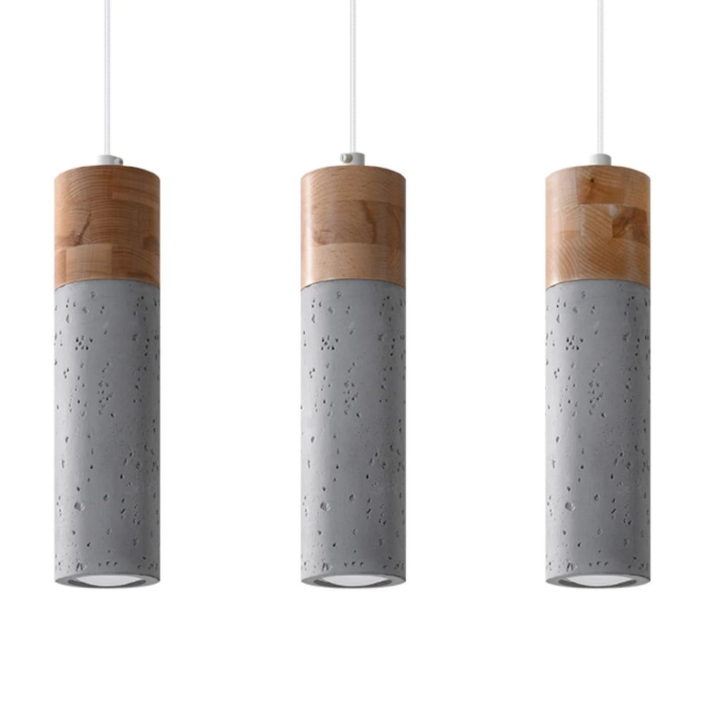 Suspension LED Sollux Lighting ZANE avec 3 douilles GU10, finition béton bois, IP20, certifiée CE RoHS